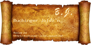 Buchinger Jolán névjegykártya